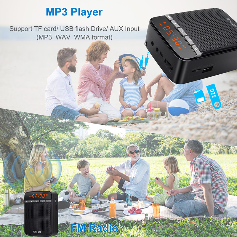 SHIDU 10 W nešiojamas balso stiprintuvas Garsas Bullhorn laidinis mikrofonas FM AUX įrašymo garso garsiakalbiai sustiprinti mokytojams M400