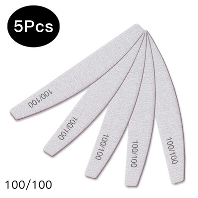 3/5/10 vnt Profesionalus nagų dildė švitrinis popierius Tvirtas storas nagų dildės buferis manikiūrui šlifuoti Half Moon Lime Nagų įrankiai 100/180