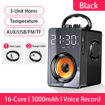 Super Bass Bluetooth garsiakalbiai Nešiojami kolonėlė, didelės galios 3D stereofoninis žemųjų dažnių garsiakalbis Muzikos centro palaikymas AUX TF FM radijas HIFI BoomBox