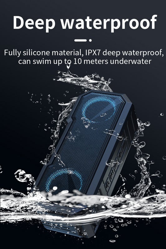 Vanjski vodootporni zvučnik kompatibilan s Bluetoothom HIFI subwoofer IPX7 šareni svjetleći zvučnici 3000mAh FM radio TF Aux