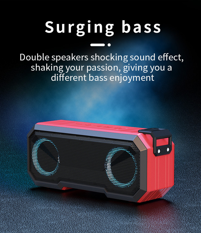 Vanjski vodootporni zvučnik kompatibilan s Bluetoothom HIFI subwoofer IPX7 šareni svjetleći zvučnici 3000mAh FM radio TF Aux