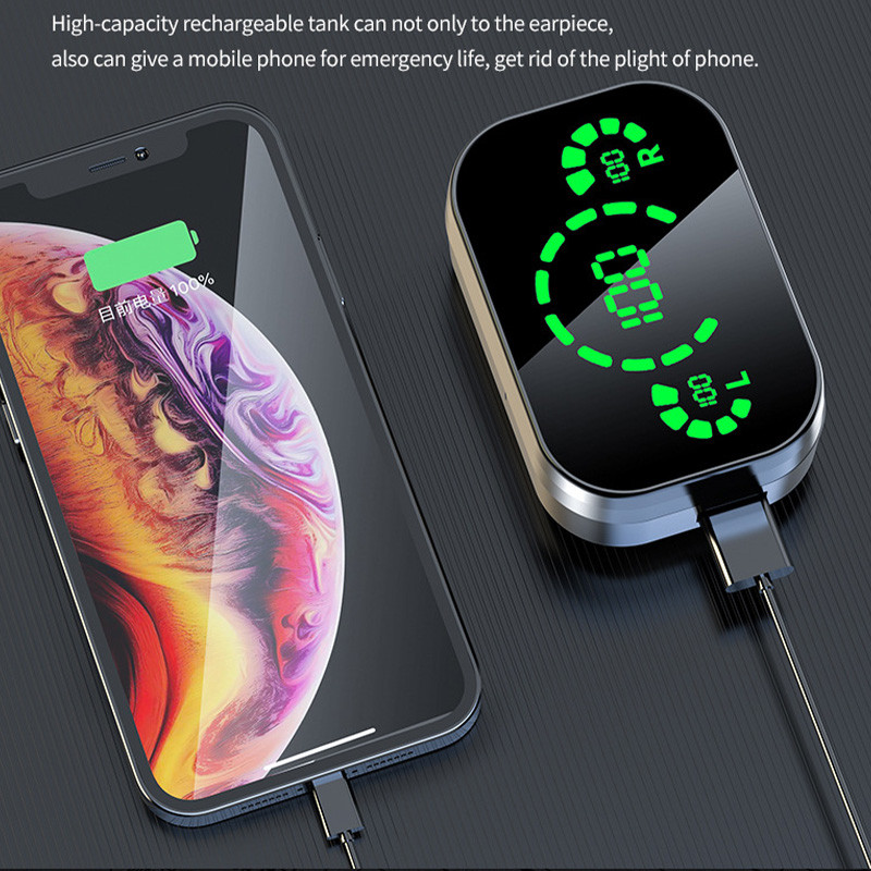 TWS YD03 belaidės Bluetooth ausinės su mikrofono ausinėmis 3000Mah įkroviklio dėžutė LED Fone Bluetooth ausinės belaidės ausinės