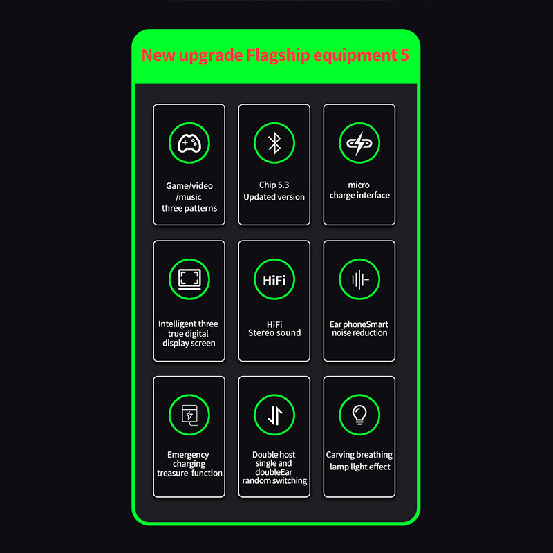 TWS YD03 belaidės Bluetooth ausinės su mikrofono ausinėmis 3000Mah įkroviklio dėžutė LED Fone Bluetooth ausinės belaidės ausinės