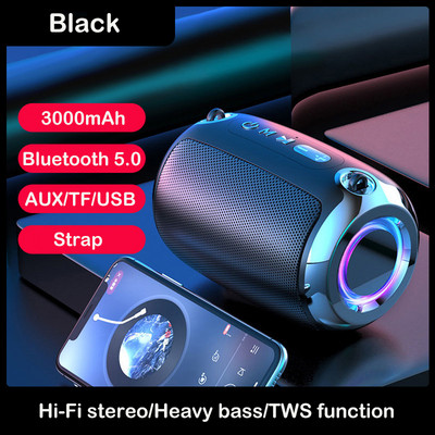 LED Ισχυρό Bluetooth Speaker Box Εξωτερικά ηχεία TWS 3D Stereo με TF AUX USB Blutooth Caixa De Som