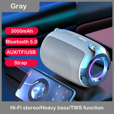 LED Ισχυρό Bluetooth Speaker Box Εξωτερικά ηχεία TWS 3D Stereo με TF AUX USB Blutooth Caixa De Som