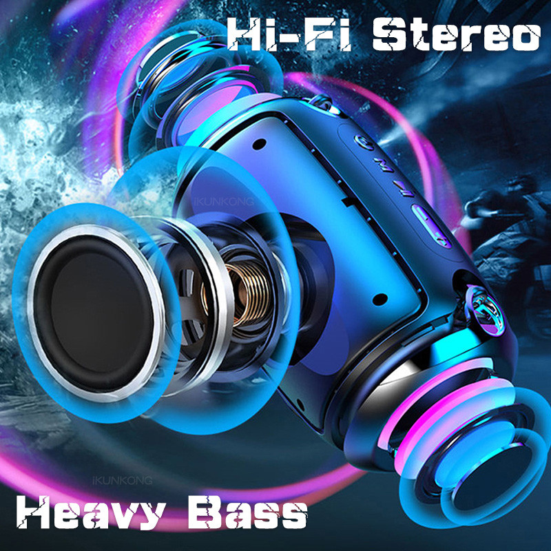 LED Ισχυρό Bluetooth Speaker Box Εξωτερικά ηχεία TWS 3D Stereo με TF AUX USB Blutooth Caixa De Som