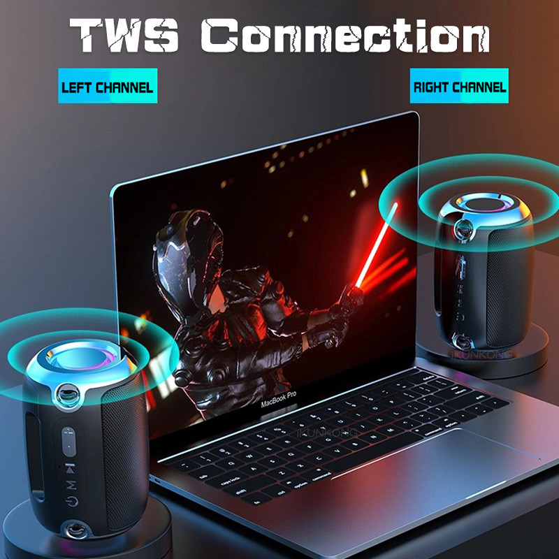 LED Ισχυρό Bluetooth Speaker Box Εξωτερικά ηχεία TWS 3D Stereo με TF AUX USB Blutooth Caixa De Som