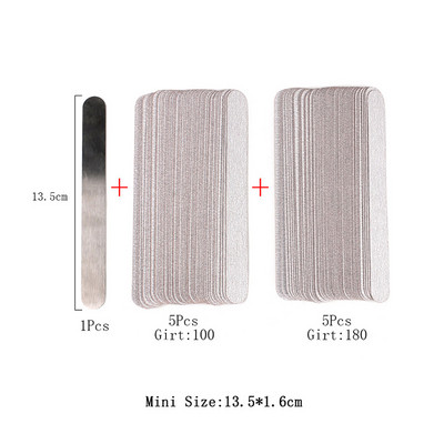 Ravna zamjenska turpija za nokte 100/180/240 10 komada sivo/crnog uklonjivog brusnog papira s ručkom od nehrđajućeg čelika Metalne brusne turpije