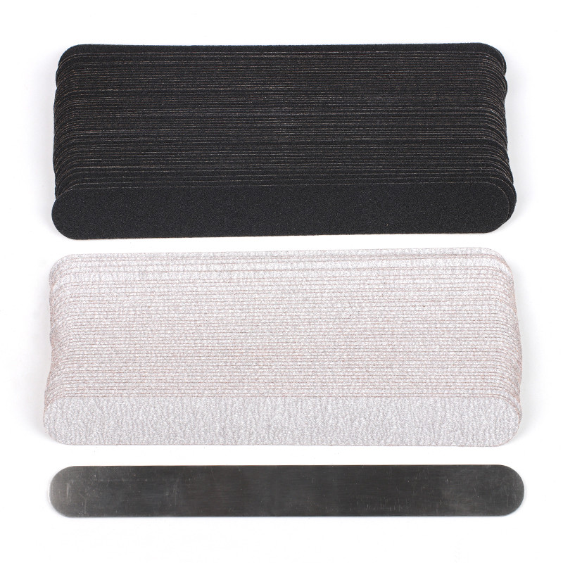 Ravna zamjenska turpija za nokte 100/180/240 10 komada sivo/crnog uklonjivog brusnog papira s ručkom od nehrđajućeg čelika Metalne brusne turpije