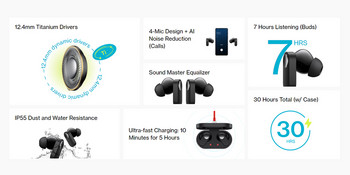 Нови безжични слушалки Oneplus Buds N за 2022 г., Bluetooth 12,4 мм динамичен модул, двоен AI разговор с шумопотискане, истински безжични слушалки