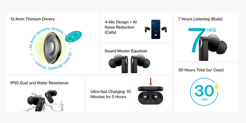 2022. Nove Oneplus Buds N bežične slušalice Bluetooth 12,4 mm dinamička jedinica Prave bežične slušalice s poništavanjem buke poziva s dvostrukom umjetnom inteligencijom