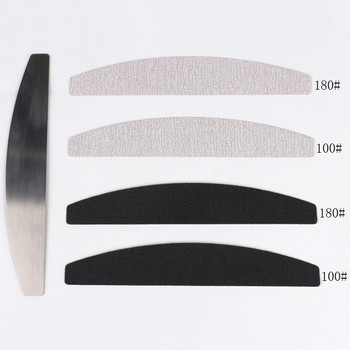 10 τμχ Μαύρο/Γκρι αφαιρούμενο φύλλο νυχιών από γυαλόχαρτο με μεταλλική λαβή από ανοξείδωτο ατσάλι Αντικατάσταση ρυθμιστή νυχιών 100/180 για μανικιούρ