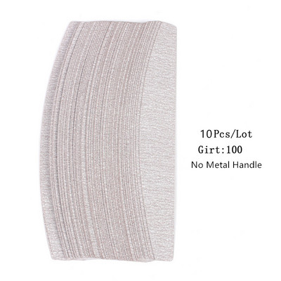 10 komada crne/sive uklonjive brusne turpije za nokte s ručkom od nehrđajućeg čelika, zamjenski metalni pufer za nokte 100/180 za manikuru