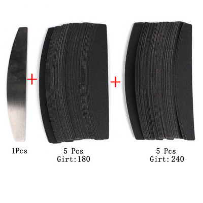 10 komada crne/sive uklonjive brusne turpije za nokte s ručkom od nehrđajućeg čelika, zamjenski metalni pufer za nokte 100/180 za manikuru