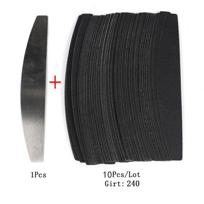 10 komada crne/sive uklonjive brusne turpije za nokte s ručkom od nehrđajućeg čelika, zamjenski metalni pufer za nokte 100/180 za manikuru