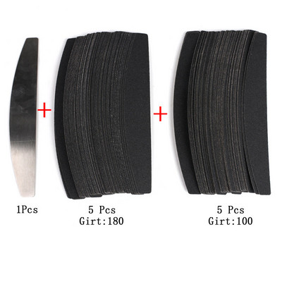 10 komada crne/sive uklonjive brusne turpije za nokte s ručkom od nehrđajućeg čelika, zamjenski metalni pufer za nokte 100/180 za manikuru