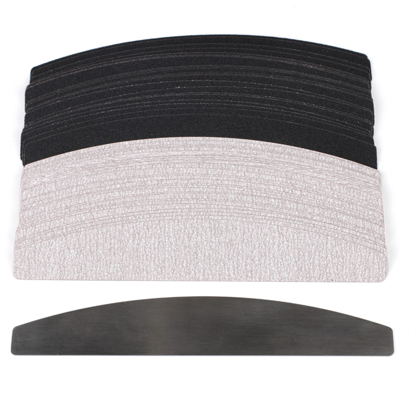 10 komada crne/sive uklonjive brusne turpije za nokte s ručkom od nehrđajućeg čelika, zamjenski metalni pufer za nokte 100/180 za manikuru