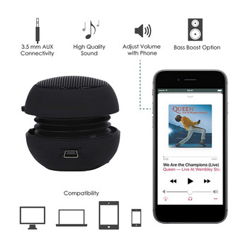 Μίνι ηχείο Φορητό επαναφορτιζόμενο ηχείο ταξιδιού με είσοδο Aux Ενσύρματη υποδοχή ακουστικών 3,5 Mm