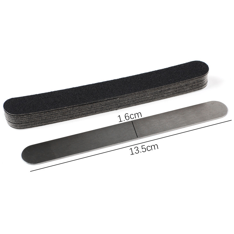 13,5*1,6cm Cserélhető körömreszelő 100/180/240 50db mini öntapadó csiszolópapír párna Fém fogantyús manikűr egyenes pálcikák