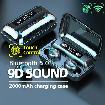 F9 TWS Bluetooth Ακουστικά V5.1 Ασύρματα ακουστικά Κουτί φόρτισης Handfree με Mic Gaming Ακουστικά Stereo In-Ear Earbuds Sports