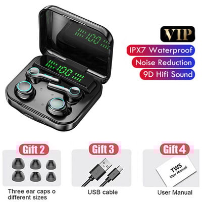 M21 TWS Bluetooth slúchadlá s mikrofónom, bezdrôtové slúchadlá do uší, 9D stereo športové, vodotesné, štyri slúchadlá do uší, PK M22
