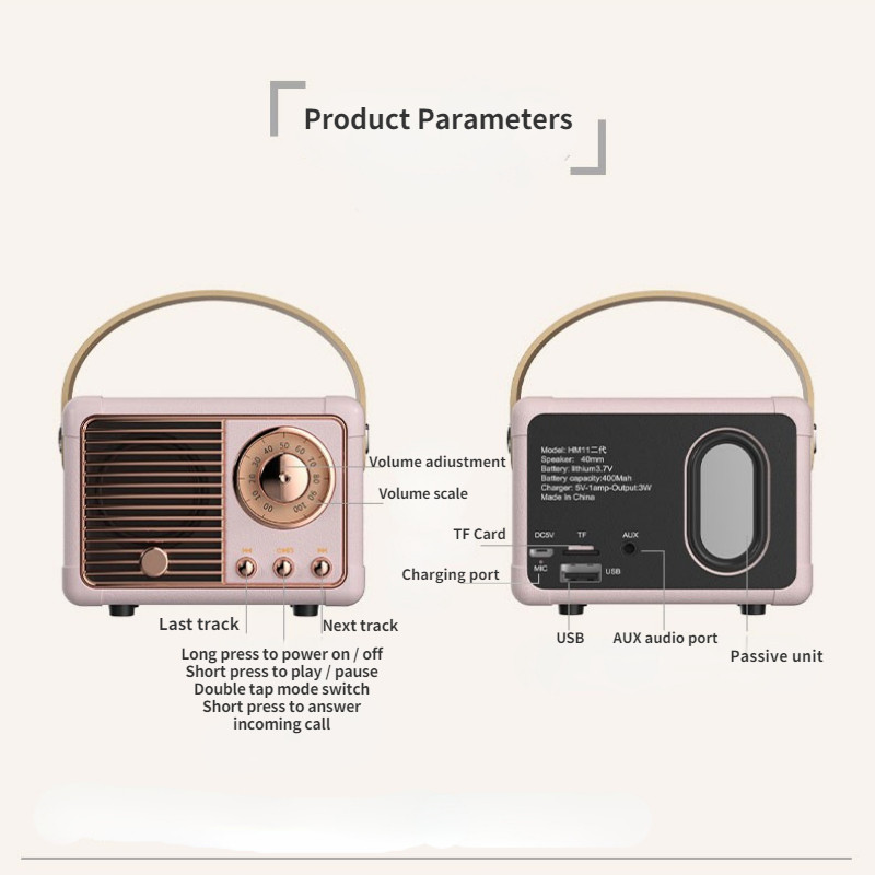 Mini retro stol Dekor Bluetooth zvučnik Bežični USB punjenje subwoofer Bluetooth zvučnik Prijenosna stolna Kawaii dekoracija