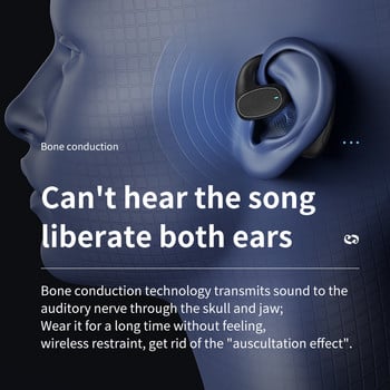 TWS Слушалки с костна проводимост Безжични слушалки Bluetooth Real WirelesAir Conduction Водоустойчиви слушалки за фитнес шофиране с микрофон