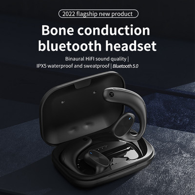 TWS Слушалки с костна проводимост Безжични слушалки Bluetooth Real WirelesAir Conduction Водоустойчиви слушалки за фитнес шофиране с микрофон