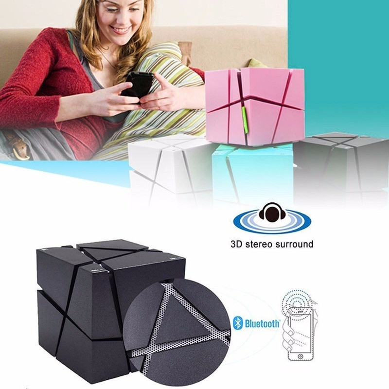 Radio zemfrekvences skaļrunis Bluetooth skaļrunis skaņas karte Soundbox Pārnēsājams HIFI LED Cube Stereo Mini Super SoundBox Atbalsta FM TF kartes