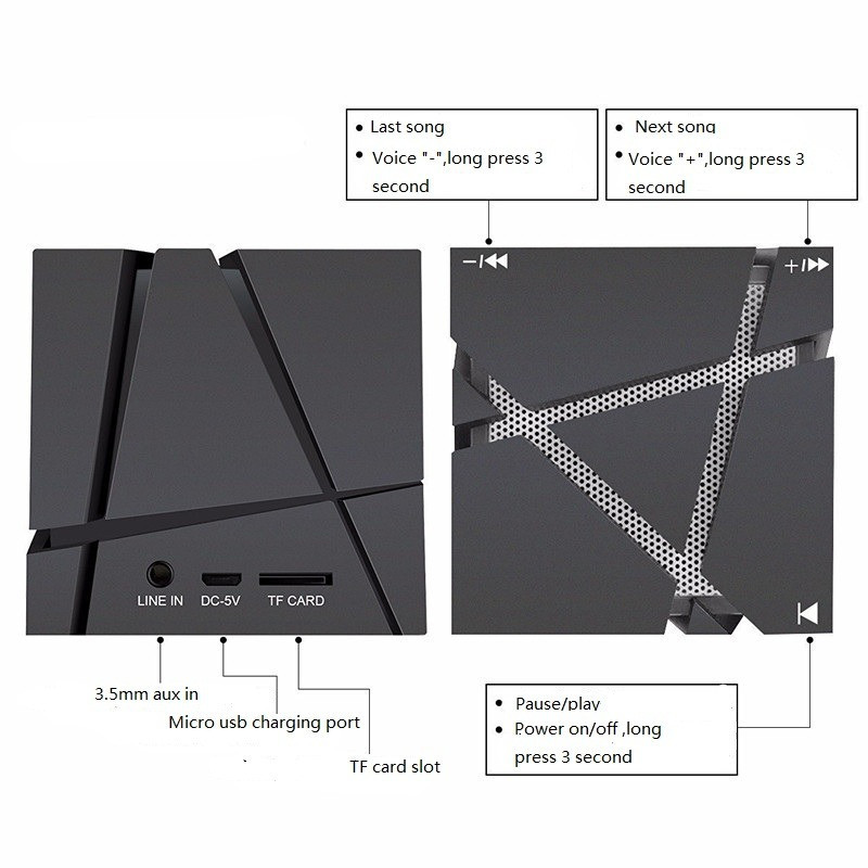 Radio zemfrekvences skaļrunis Bluetooth skaļrunis skaņas karte Soundbox Pārnēsājams HIFI LED Cube Stereo Mini Super SoundBox Atbalsta FM TF kartes