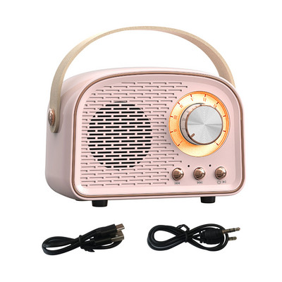 Műanyag fogantyúval Old Fashion Retro Bluetooth-kompatibilis 5.0 hangszóró vezeték nélküli zenelejátszó Hordozható mini vintage hangszóró