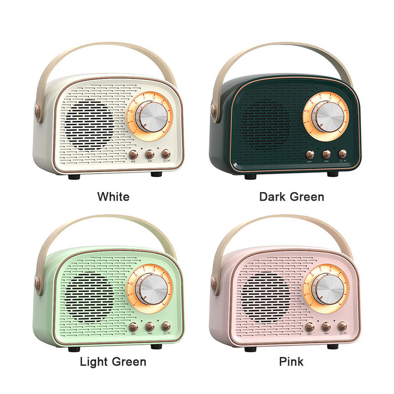 Műanyag fogantyúval Old Fashion Retro Bluetooth-kompatibilis 5.0 hangszóró vezeték nélküli zenelejátszó Hordozható mini vintage hangszóró