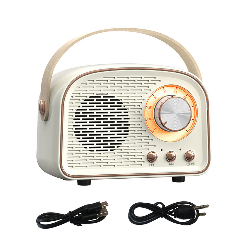 Műanyag fogantyúval Old Fashion Retro Bluetooth-kompatibilis 5.0 hangszóró vezeték nélküli zenelejátszó Hordozható mini vintage hangszóró