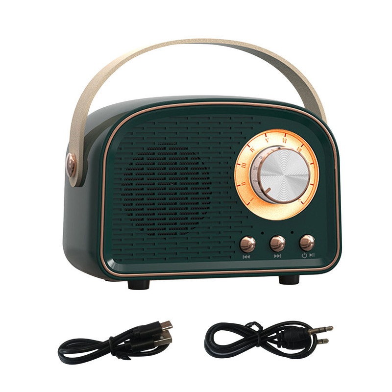 Műanyag fogantyúval Old Fashion Retro Bluetooth-kompatibilis 5.0 hangszóró vezeték nélküli zenelejátszó Hordozható mini vintage hangszóró