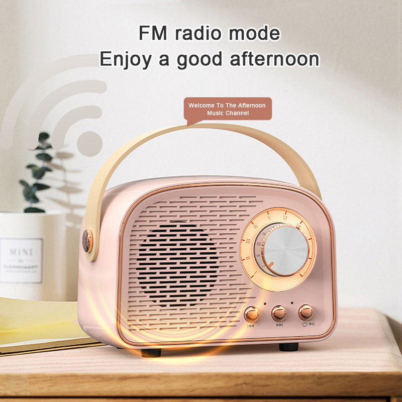 Műanyag fogantyúval Old Fashion Retro Bluetooth-kompatibilis 5.0 hangszóró vezeték nélküli zenelejátszó Hordozható mini vintage hangszóró