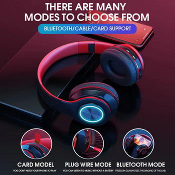 B39 Безжична слушалка, излъчваща светлина Bluetooth слушалка Субуфер Стерео щепселна карта Сгъваема Спортна игра Слушалки за електронни спортове