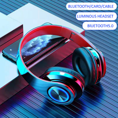B39 Bežične slušalice s emitiranjem svjetla Bluetooth slušalice sa subwooferom Stereo priključna kartica Sklopiva sportska igra E-sport slušalica