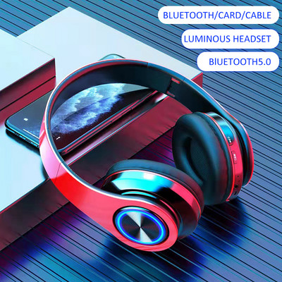 B39 Bežične slušalice s emitiranjem svjetla Bluetooth slušalice sa subwooferom Stereo priključna kartica Sklopiva sportska igra E-sport slušalica