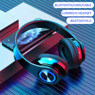 B39 Bežične slušalice s emitiranjem svjetla Bluetooth slušalice sa subwooferom Stereo priključna kartica Sklopiva sportska igra E-sport slušalica