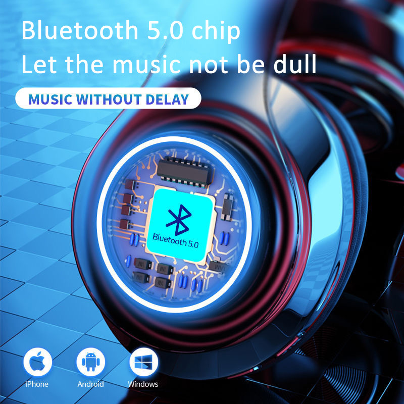 B39 Bežične slušalice s emitiranjem svjetla Bluetooth slušalice sa subwooferom Stereo priključna kartica Sklopiva sportska igra E-sport slušalica