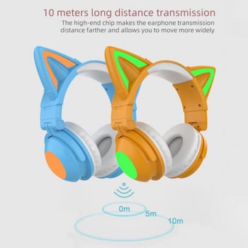 Безжични Bluetooth слушалки GAINBANG Cat Ear 7.1 канални стерео музикални слушалки за игри с двустранен микрофон Слушалки за намаляване на шума