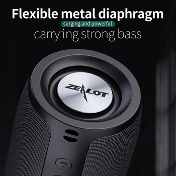 ZEALOT S51 Мощен Bluetooth високоговорител Бас Безжичен преносим субуфер IPX5 Водоустойчив 10W звукова кутия Поддържа TF U диск AUX вход