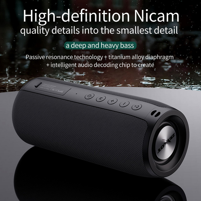 ZEALOT S51 galingas Bluetooth garsiakalbis žemųjų dažnių belaidis nešiojamas žemųjų dažnių garsiakalbis IPX5 vandeniui atsparus 10 W garso dėžutės palaikymas TF U disko AUX įvestis