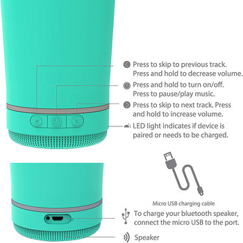 Ηχείο Bluetooth Protable Bluetooth Μουσική ποτηράκι κρασιού με ηχείο υψηλής ήχου από ανοξείδωτο ατσάλι Έξυπνο σκεύος ποτών για μπουκάλι νερού