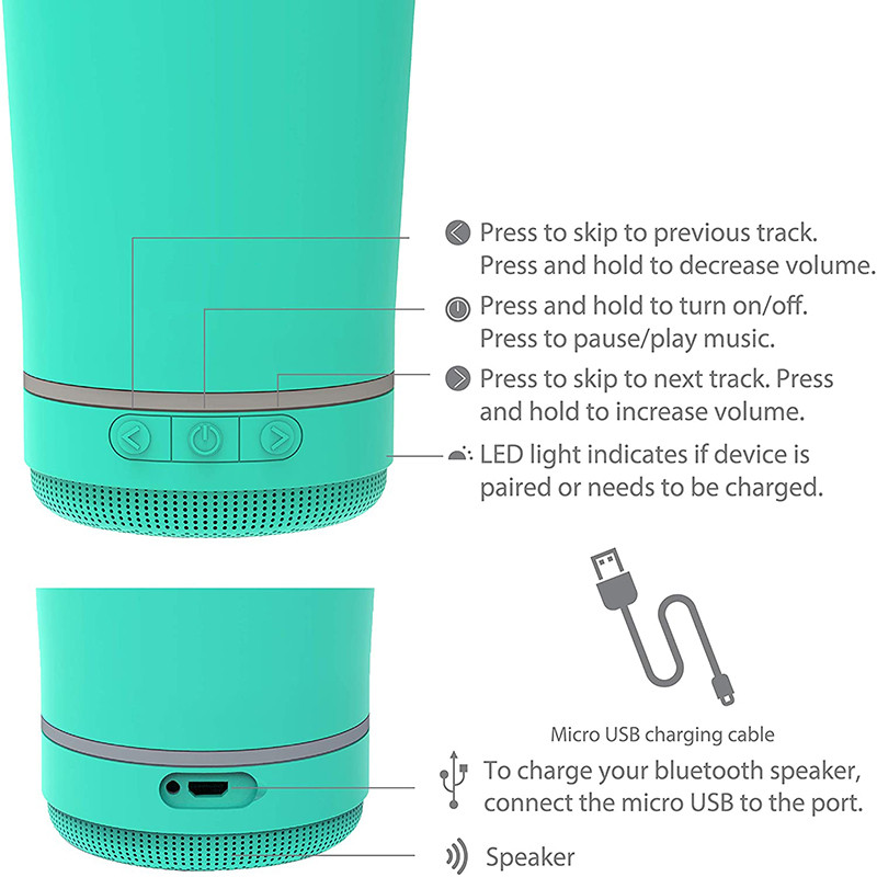 „Bluetooth“ garsiakalbis Patvarus „Bluetooth“ muzikos puodelio vyno puodelis su garsiakalbiu Aukšto garso nerūdijančio plieno išmanusis vandens butelio gėrimas