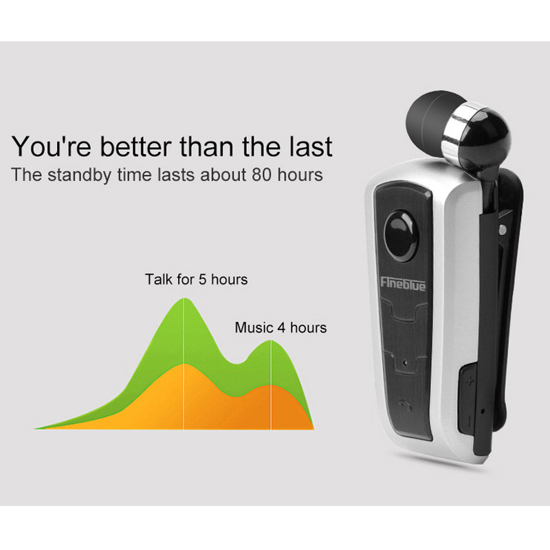 Căști fără fir Bluetooth V4.0, 100% originale Fineblue F910, căști în ureche, alertă cu vibrații, clip de uzură, căști mâini libere pentru telefoane inteligente