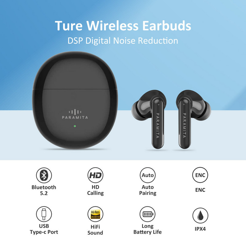 Căști Bluetooth fără fir BT5.2 Căști sport rezistente la apă, cu reducere a zgomotului de apel, căști cu mod Gaming și EQ