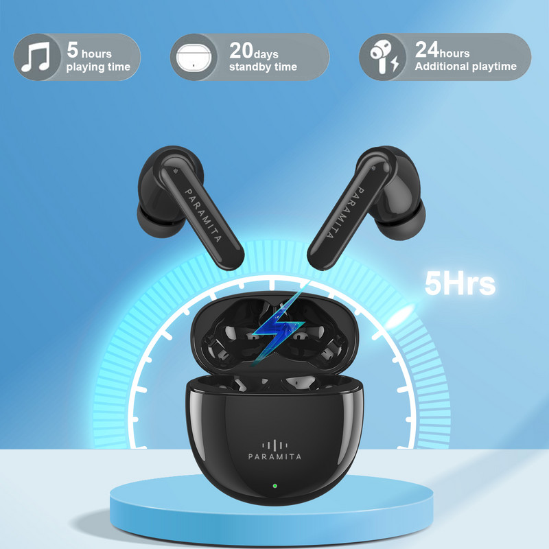Căști Bluetooth fără fir BT5.2 Căști sport rezistente la apă, cu reducere a zgomotului de apel, căști cu mod Gaming și EQ
