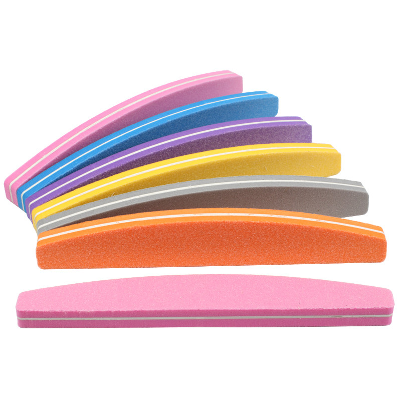 5/10 db Kétoldalas szivacsos körömreszelő 100/180 Grit Mix Color Boat Nail Buffer Block polírozás UV gél manikűr pedikűr eszközhöz