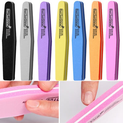 12db/tétel Rhombus Halfmoon Double Side Nail Files puffer 100/180 Polírozás Csiszolás Manikűr Pedikűr Körömpufferek Reszelő eszközök